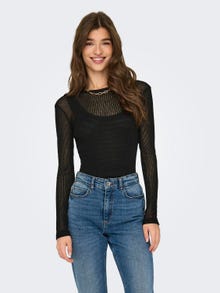 ONLY Langærmet top med rib -Black - 15319080