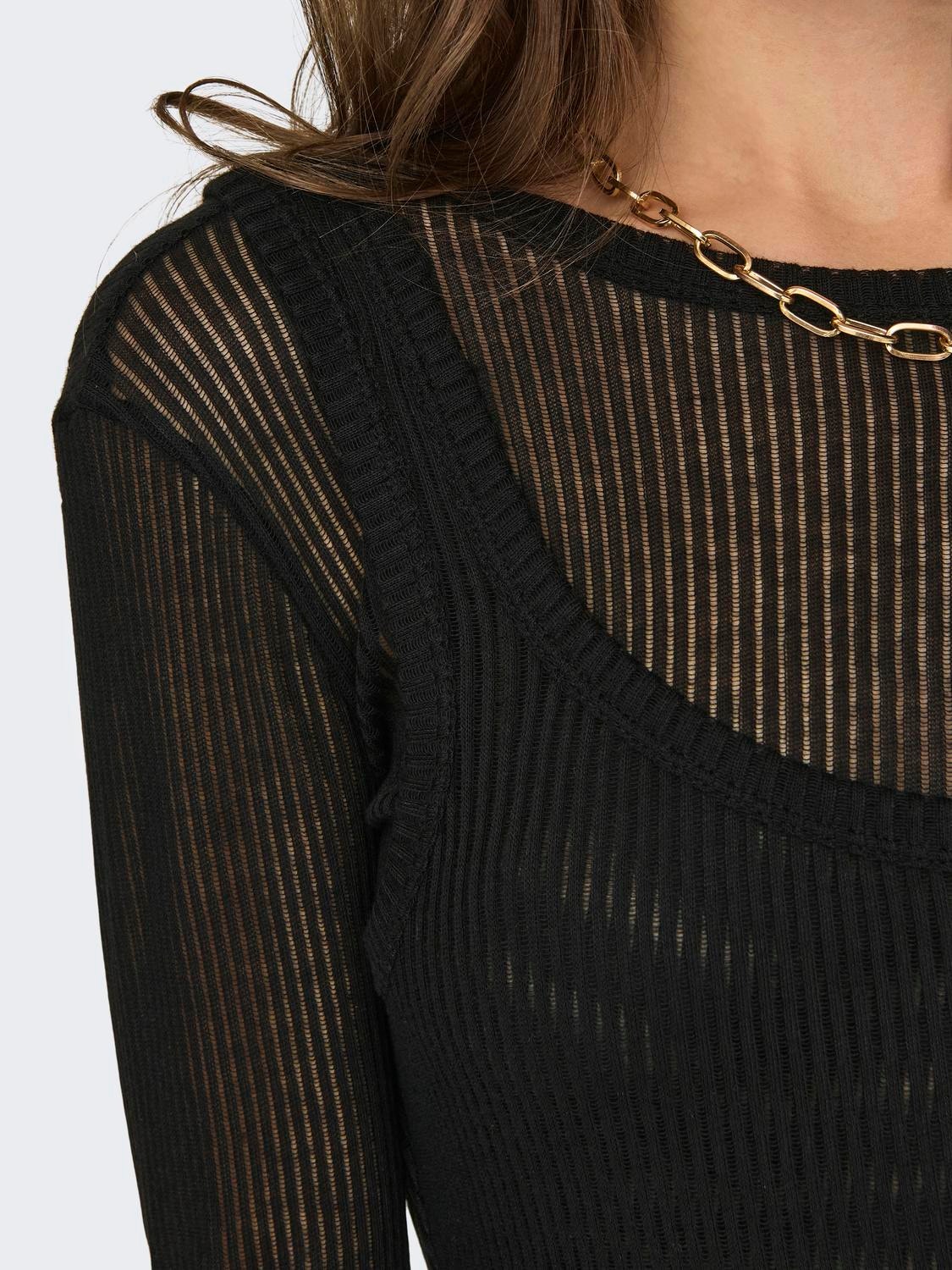 ONLY Langærmet top med rib -Black - 15319080