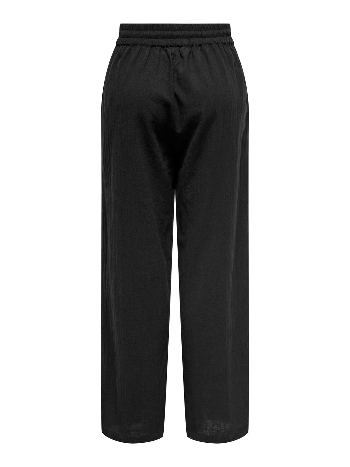 ONLY Løstsiddende bukser med bindebånd i taljen -Black - 15319090