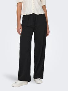 ONLY Løstsiddende bukser med bindebånd i taljen -Black - 15319090