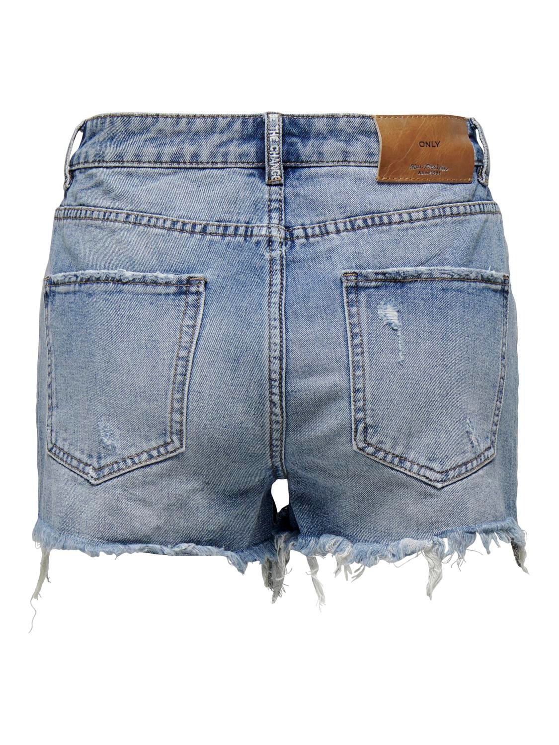 ONLY High waist denim shorts -Medium Blue Denim - 15319102