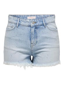 ONLY Regular Fit High waist Destroyed hems Shorts -Light Blue Denim - 15319104