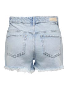 ONLY Normal geschnitten Hohe Taille Offener Saum Shorts -Light Blue Denim - 15319104