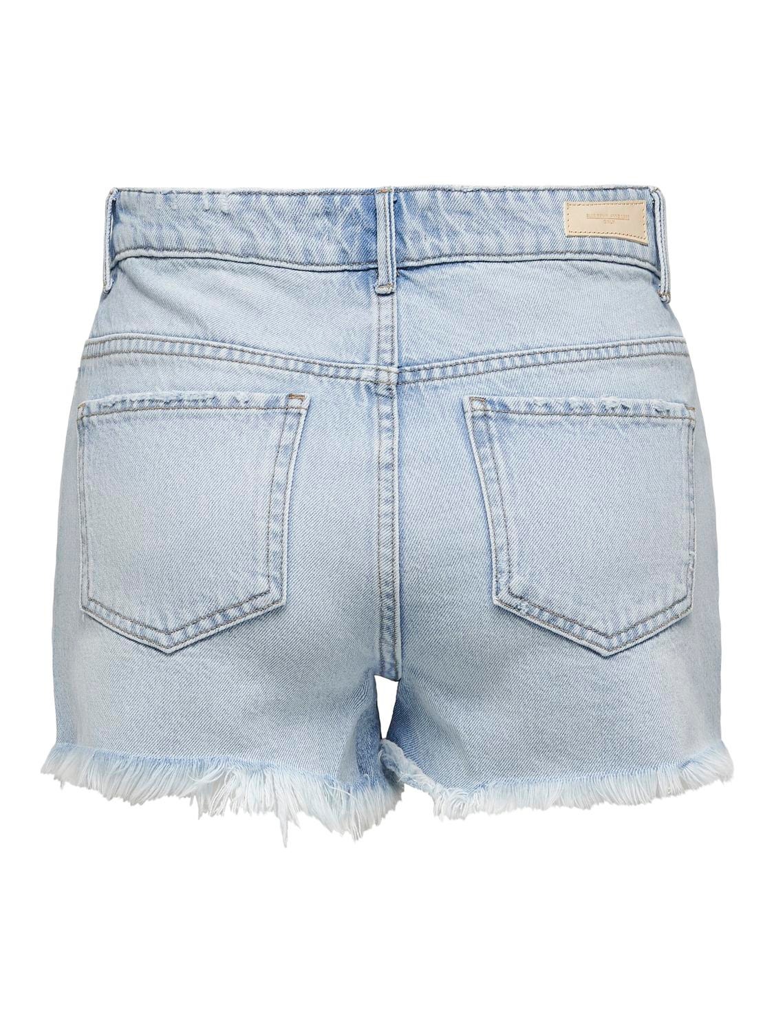 ONLY Regular Fit High waist Destroyed hems Shorts -Light Blue Denim - 15319104