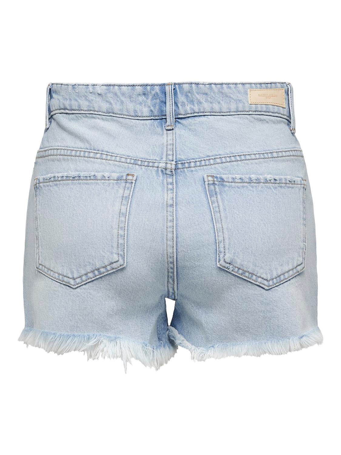 ONLY Regular fit High waist Versleten zoom Shorts -Light Blue Denim - 15319104