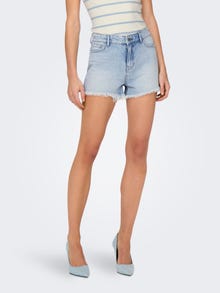 ONLY Regular fit High waist Versleten zoom Shorts -Light Blue Denim - 15319104