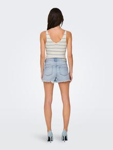 ONLY Regular Fit High waist Destroyed hems Shorts -Light Blue Denim - 15319104