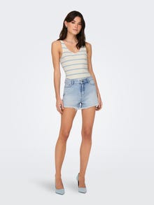 ONLY Regular Fit High waist Destroyed hems Shorts -Light Blue Denim - 15319104