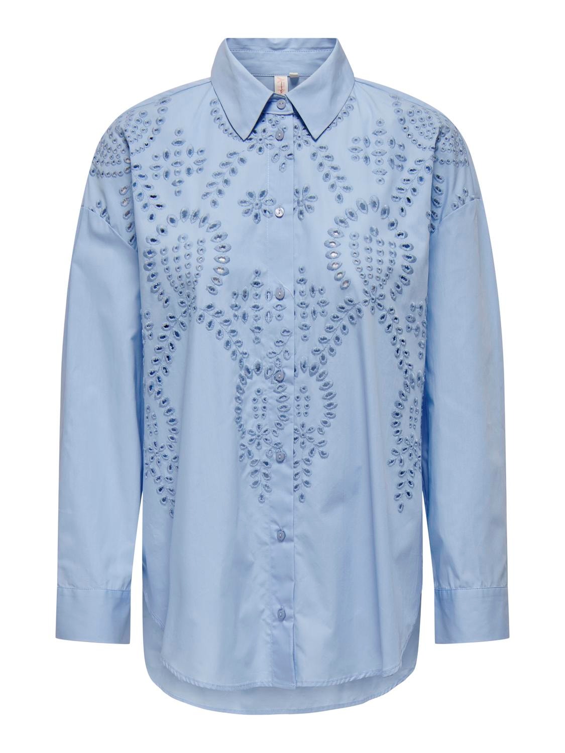 ONLY Shirt with broderie anglaise -Bel Air Blue - 15319136