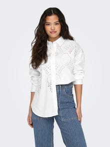 ONLY Shirt with broderie anglaise -Bright White - 15319136