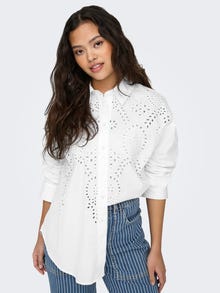 ONLY Shirt with broderie anglaise -Bright White - 15319136