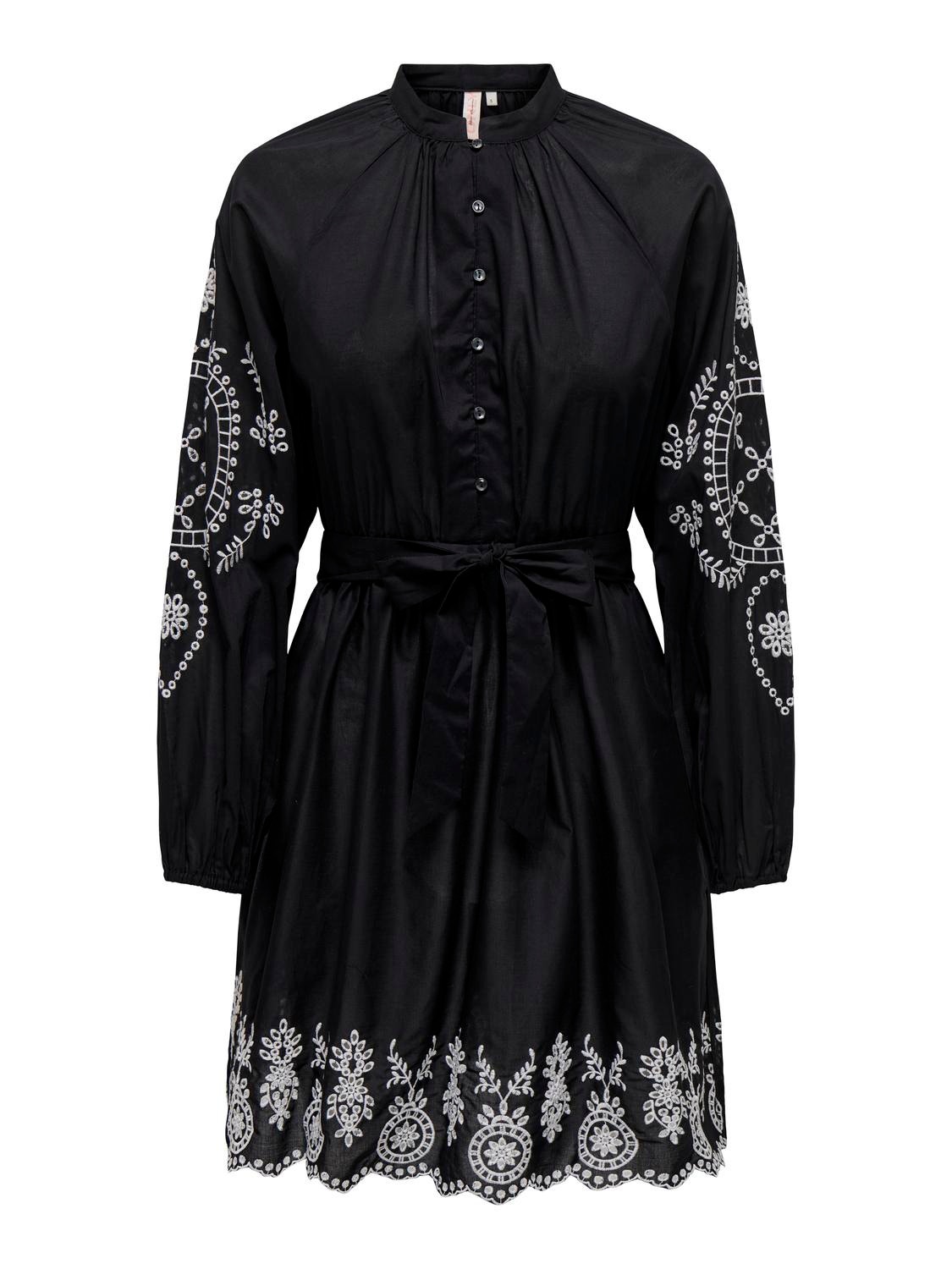 ONLY Mini dress with broderie anglaise -Black - 15319190