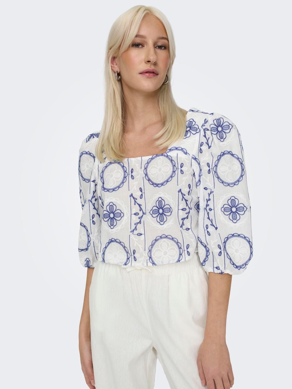 ONLY Cropped top with square neck -Bright White - 15319195