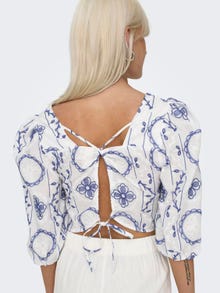 ONLY Cropped printed top -Bright White - 15319195