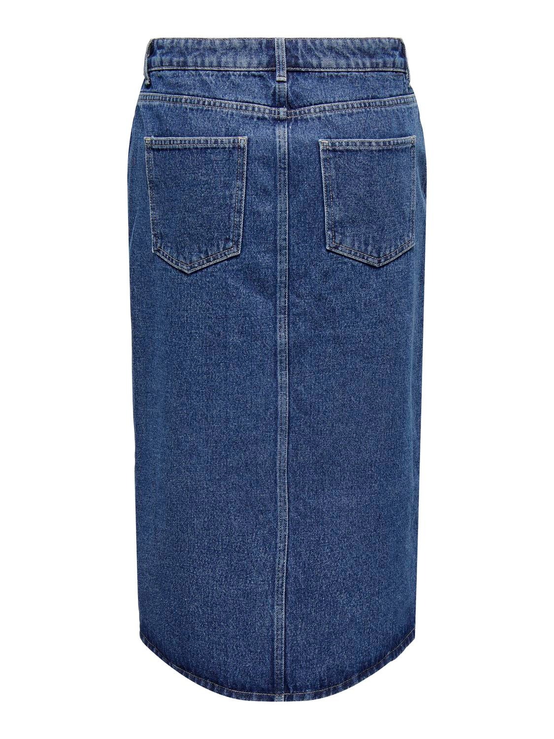 ONLY Midi denim skirt with slit -Medium Blue Denim - 15319268