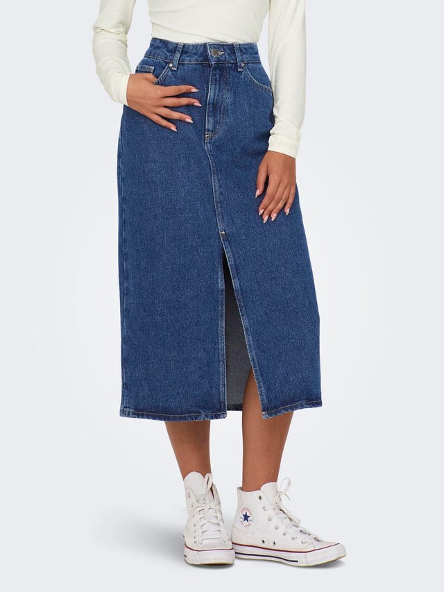 ONLY Midi denim skirt with slit - 15319268
