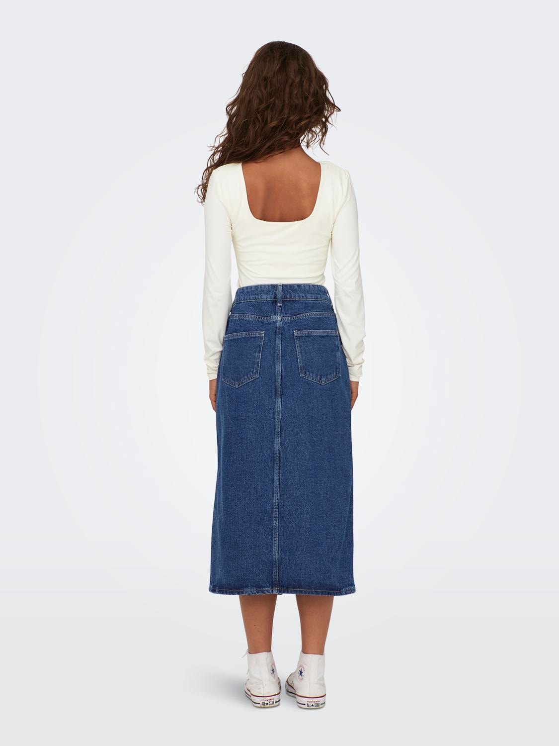 ONLY Midi denim skirt -Medium Blue Denim - 15319268