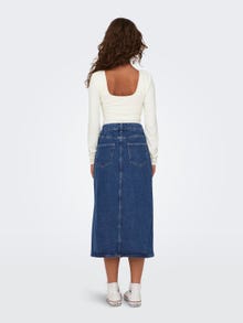 ONLY Midi denim skirt with slit -Medium Blue Denim - 15319268