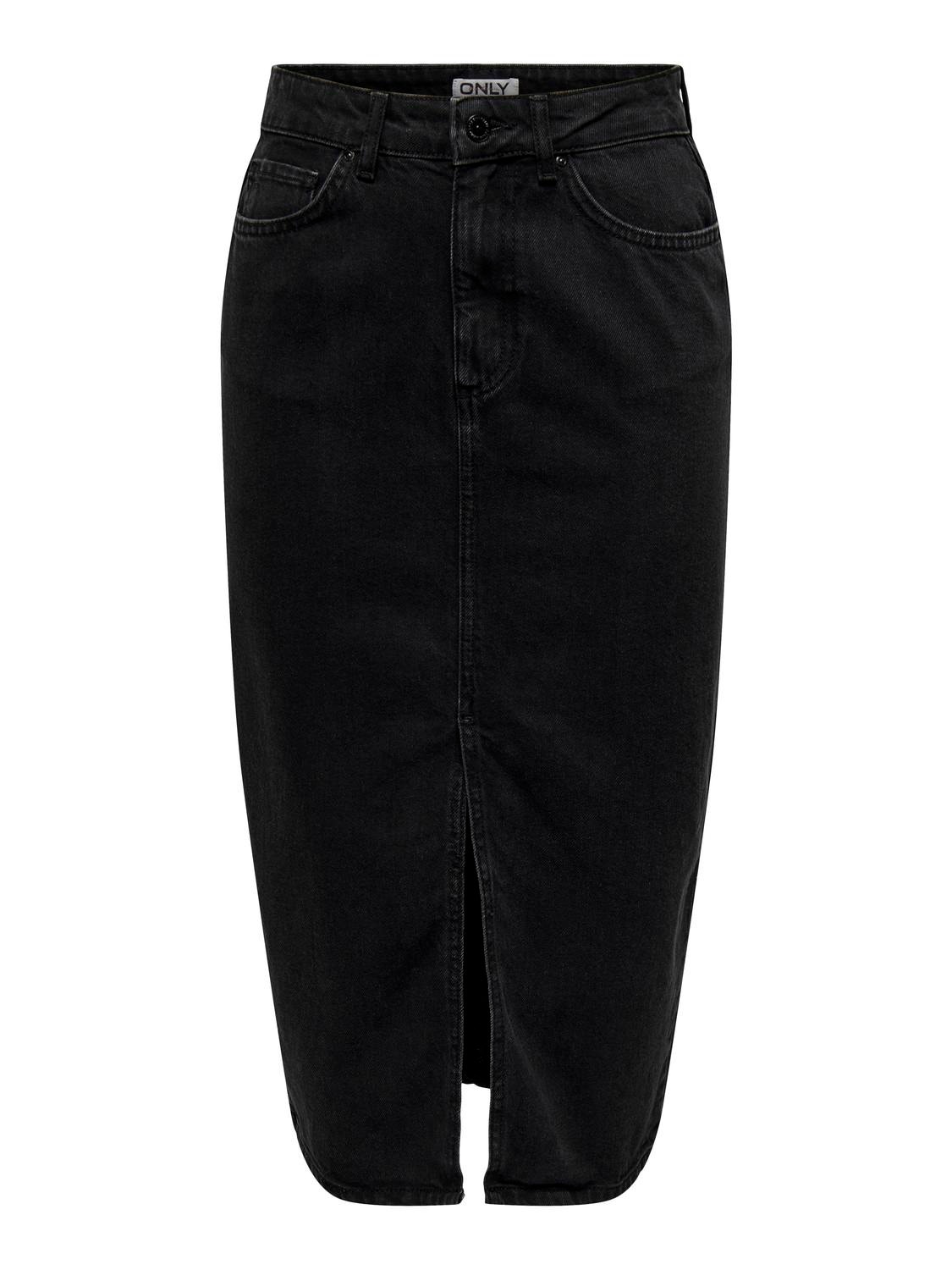 ONLY Midi-rok -Washed Black - 15319268