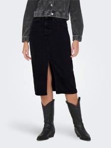 ONLY Midi denim skirt with slit -Washed Black - 15319268