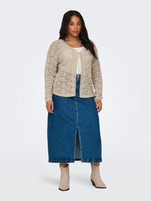 ONLY V-Neck Plus Knit Cardigan -Beige - 15319284