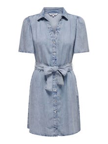 ONLY Regular Fit Shirt collar Box sleeves Short dress -Light Blue Denim - 15319299