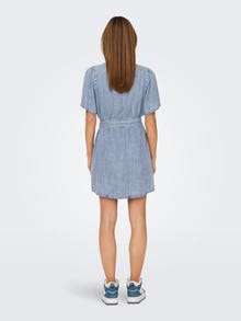 ONLY Regular fit Overhemd kraag Box mouwen Korte jurk -Light Blue Denim - 15319299