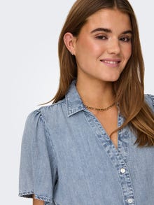 ONLY Regular Fit Shirt collar Box sleeves Short dress -Light Blue Denim - 15319299