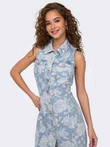 ONLY Slim fit Overhemd kraag Korte jurk -Light Blue Denim - 15319327