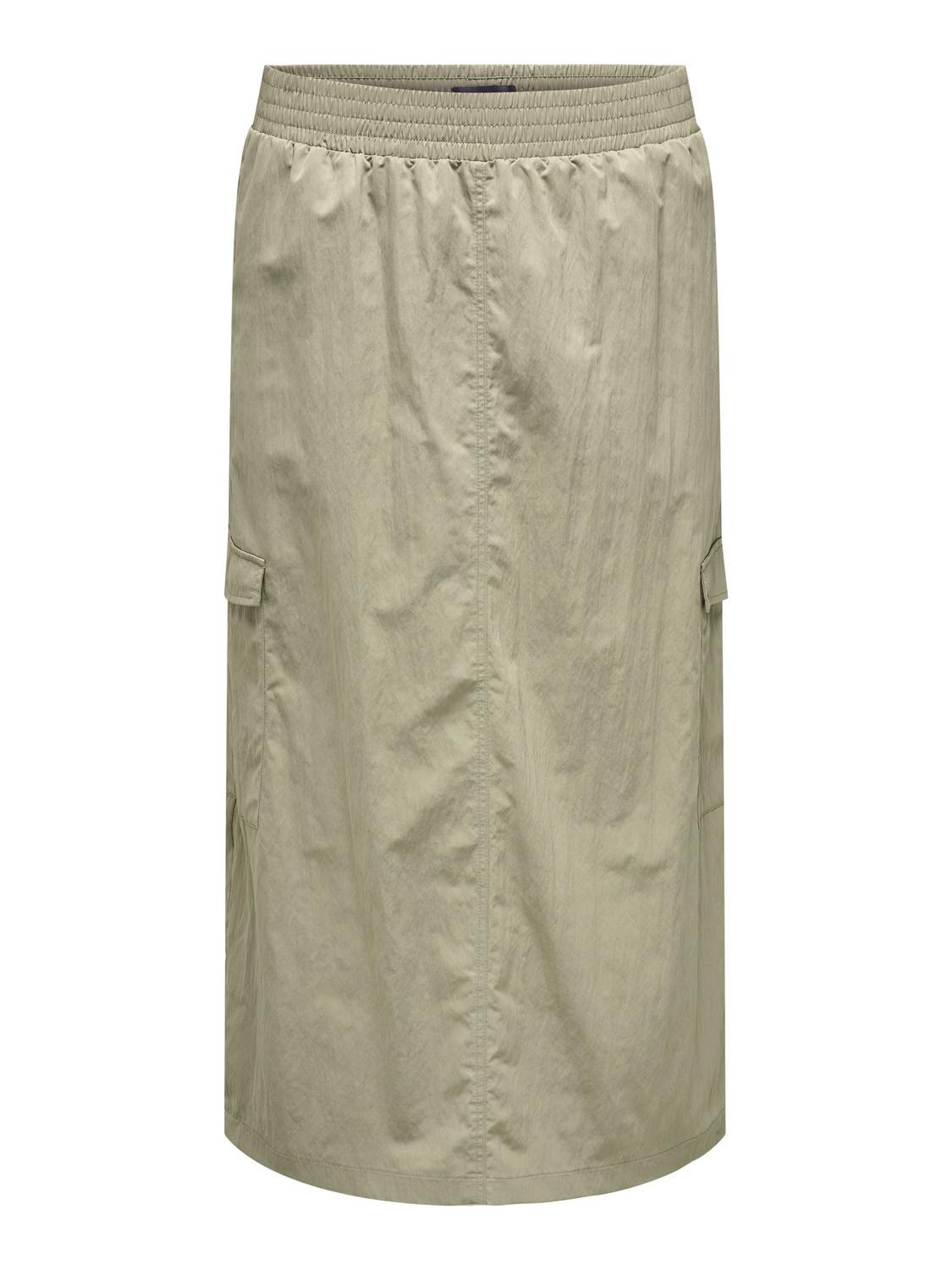 ONLY Hög midja Curve Lång kjol -Silver Sage - 15319338