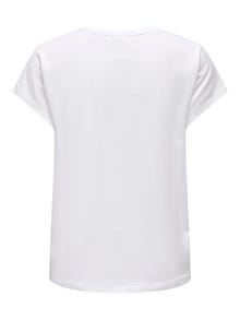 ONLY Lös passform O-ringning Fladdermusärmar T-shirt -White - 15319353