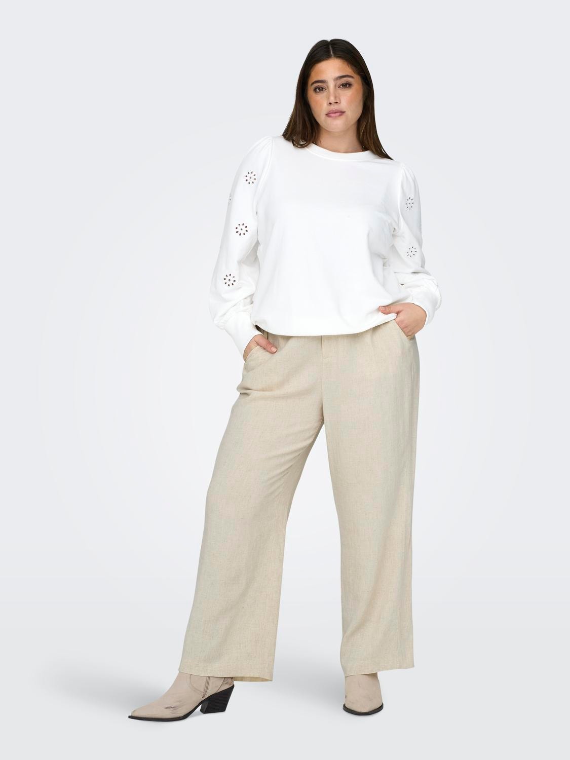 ONLY Straight Fit Mid waist Curve Trousers -Moonbeam - 15319370