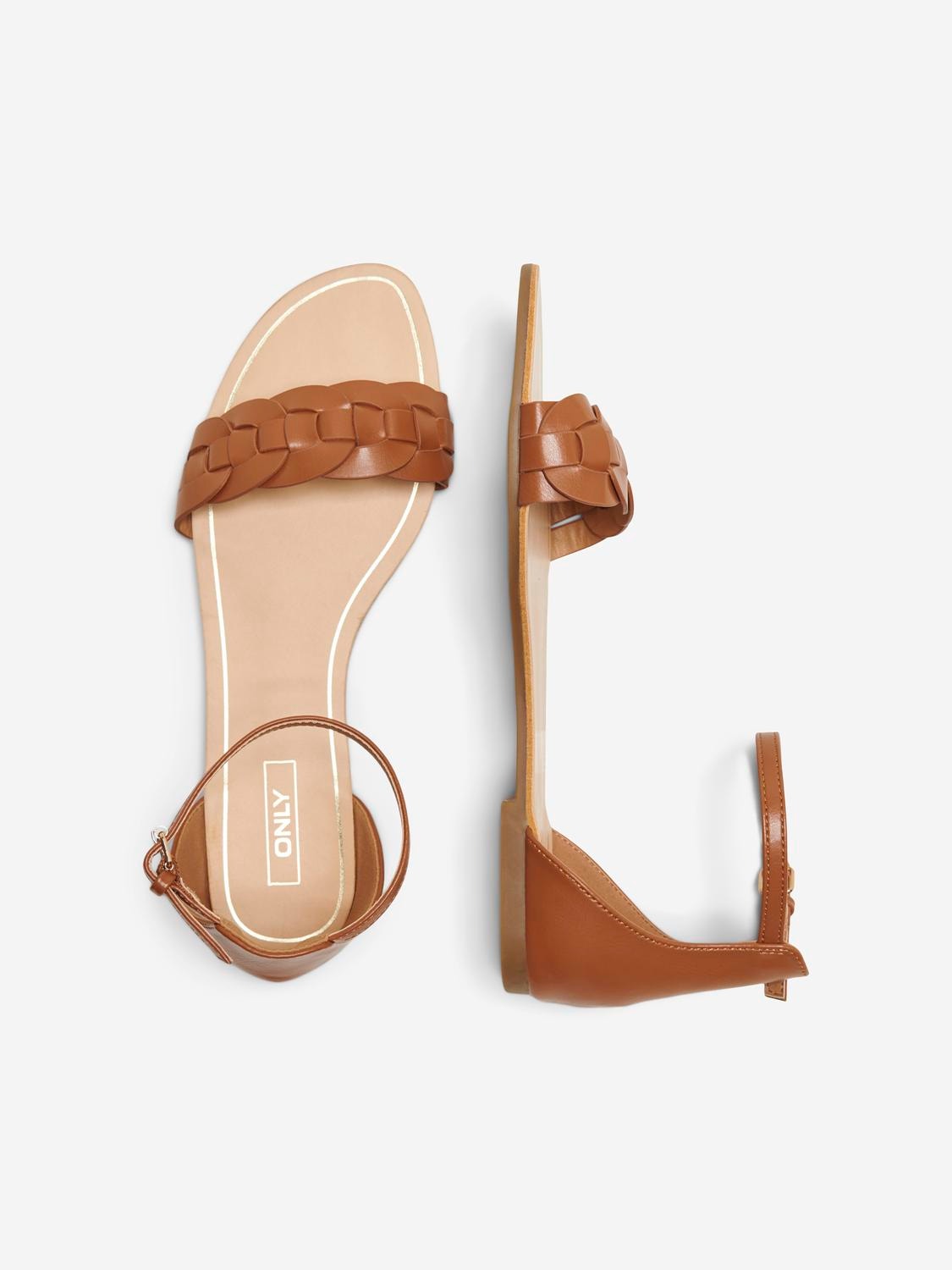 ONLY Faux leather sandals -Cognac - 15319418