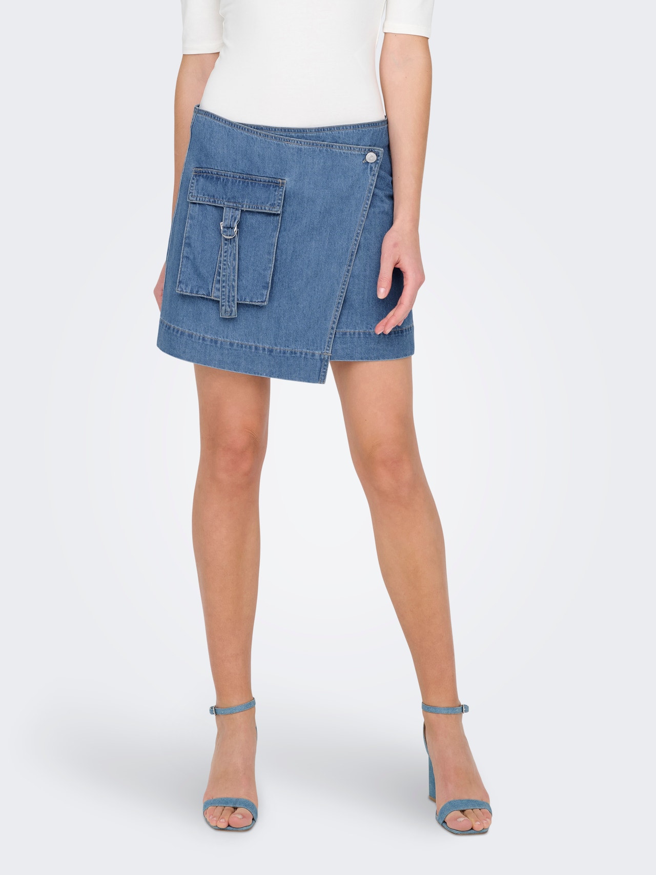 ONLY Mittlere Taille Kurzer Rock -Medium Blue Denim - 15319423