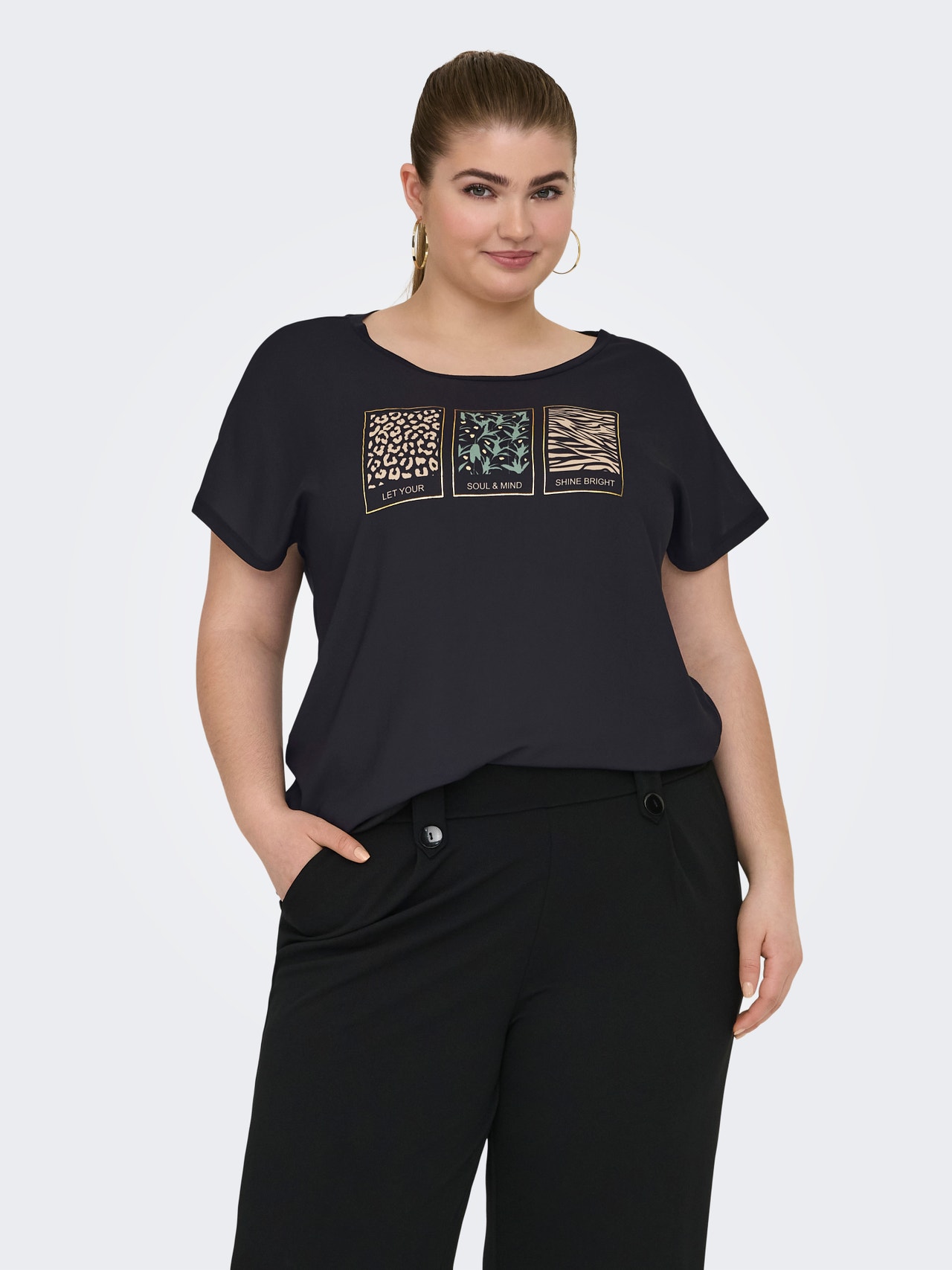 ONLY Curvy printed t-shirt -Black - 15319623