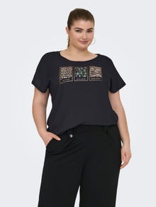 ONLY Curvy printet t-shirt -Black - 15319623