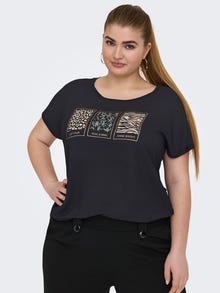 ONLY Curvy printed t-shirt -Black - 15319623
