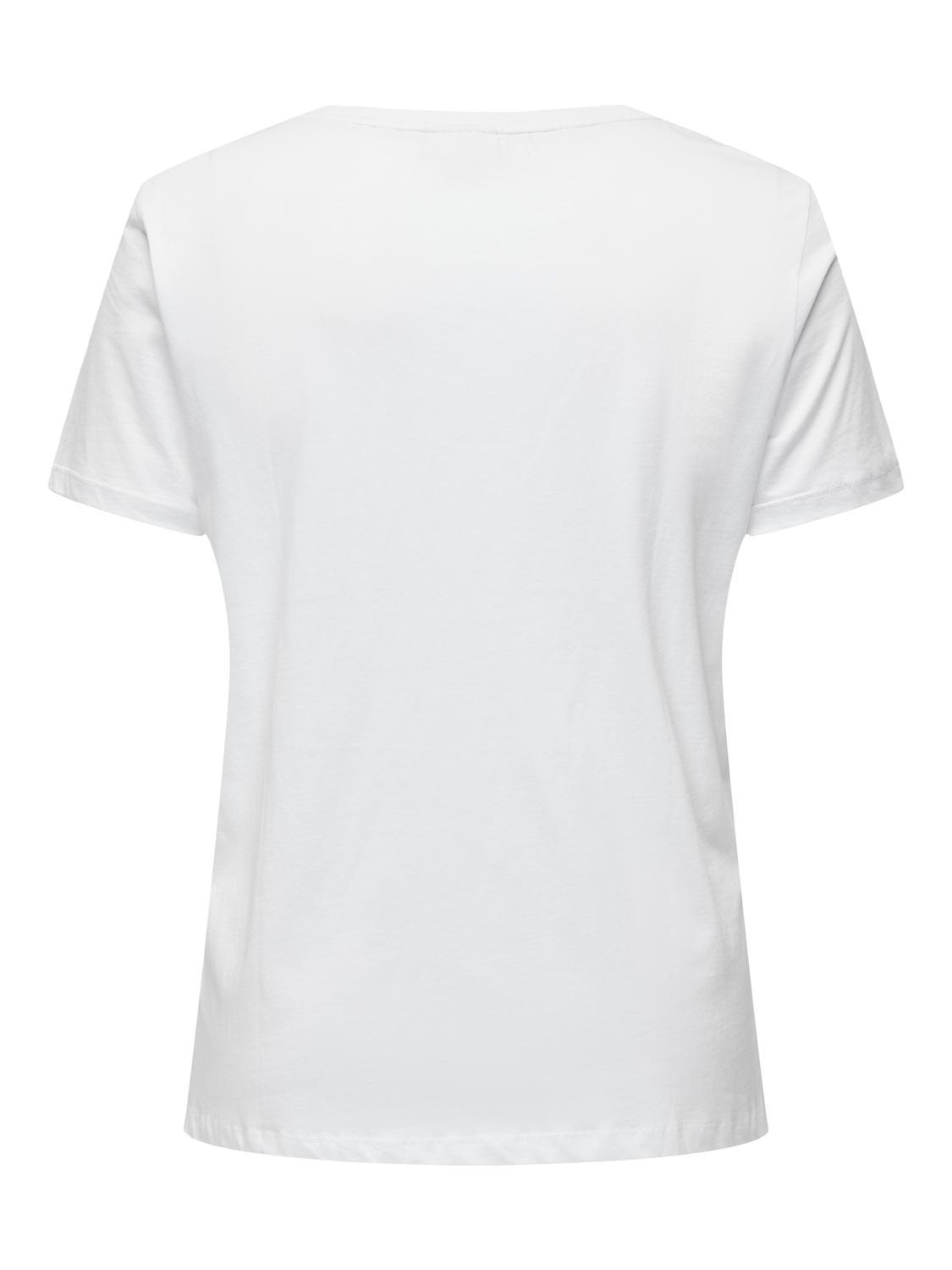 ONLY Regular Fit Round Neck Curve T-Shirt -Bright White - 15319628