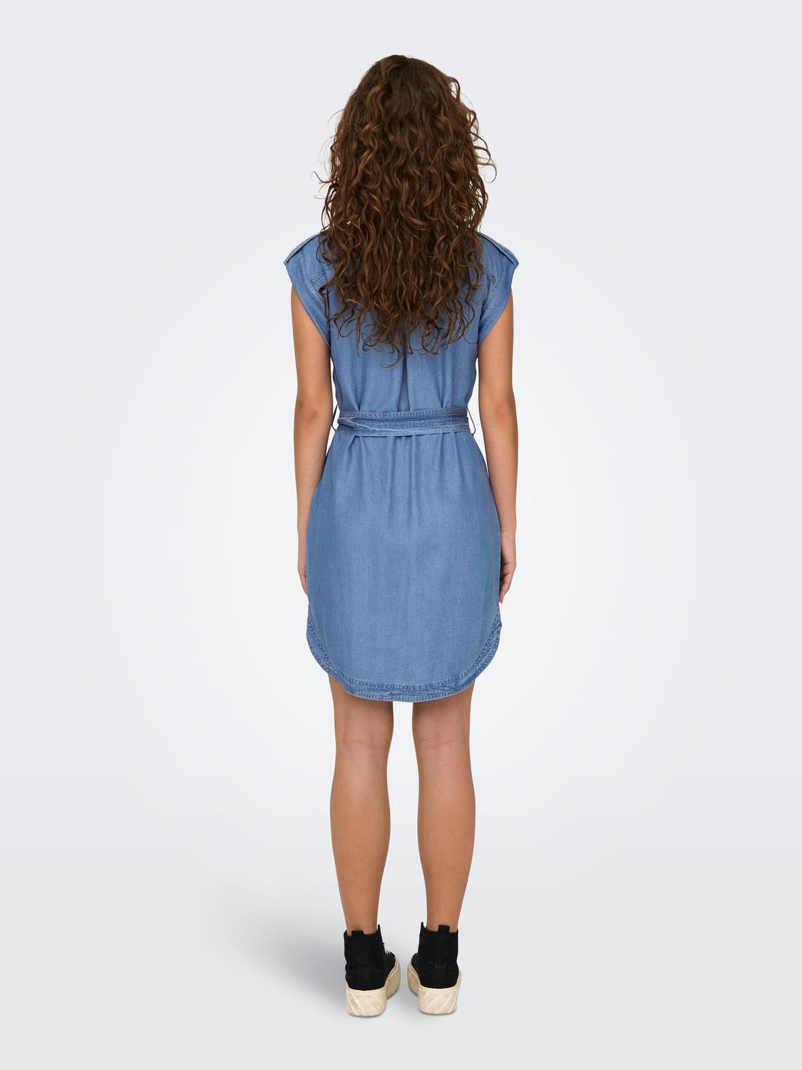 ONLY Normal geschnitten U-Ausschnitt Kurzes Kleid -Light Blue Denim - 15319661