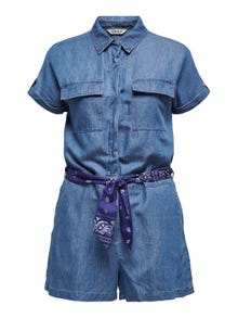 ONLY Playsuit with tie belt -Medium Blue Denim - 15319709