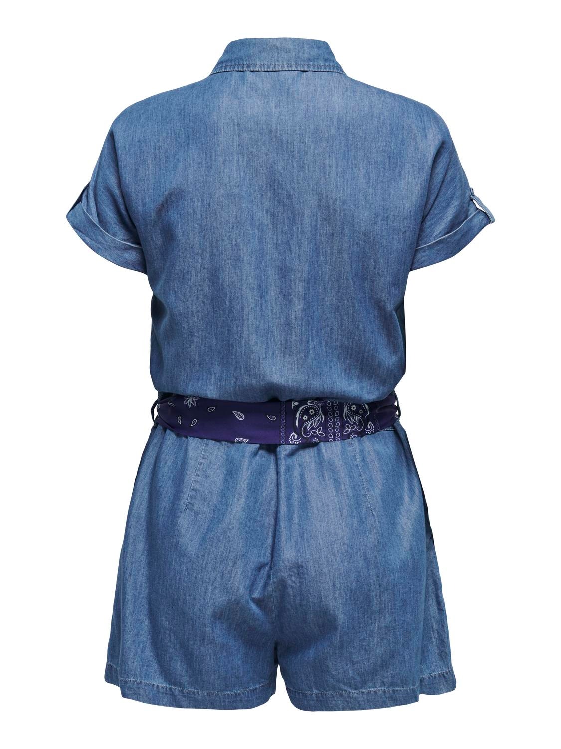 ONLY Playsuit with tie belt -Medium Blue Denim - 15319709