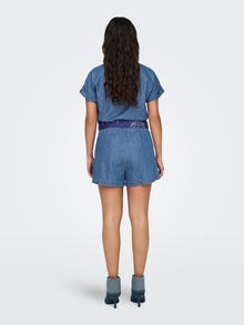 ONLY Playsuit med bindebånd -Medium Blue Denim - 15319709