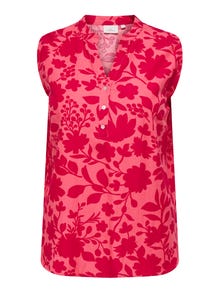 ONLY Curvy v-neck top -Coral Paradise - 15319772