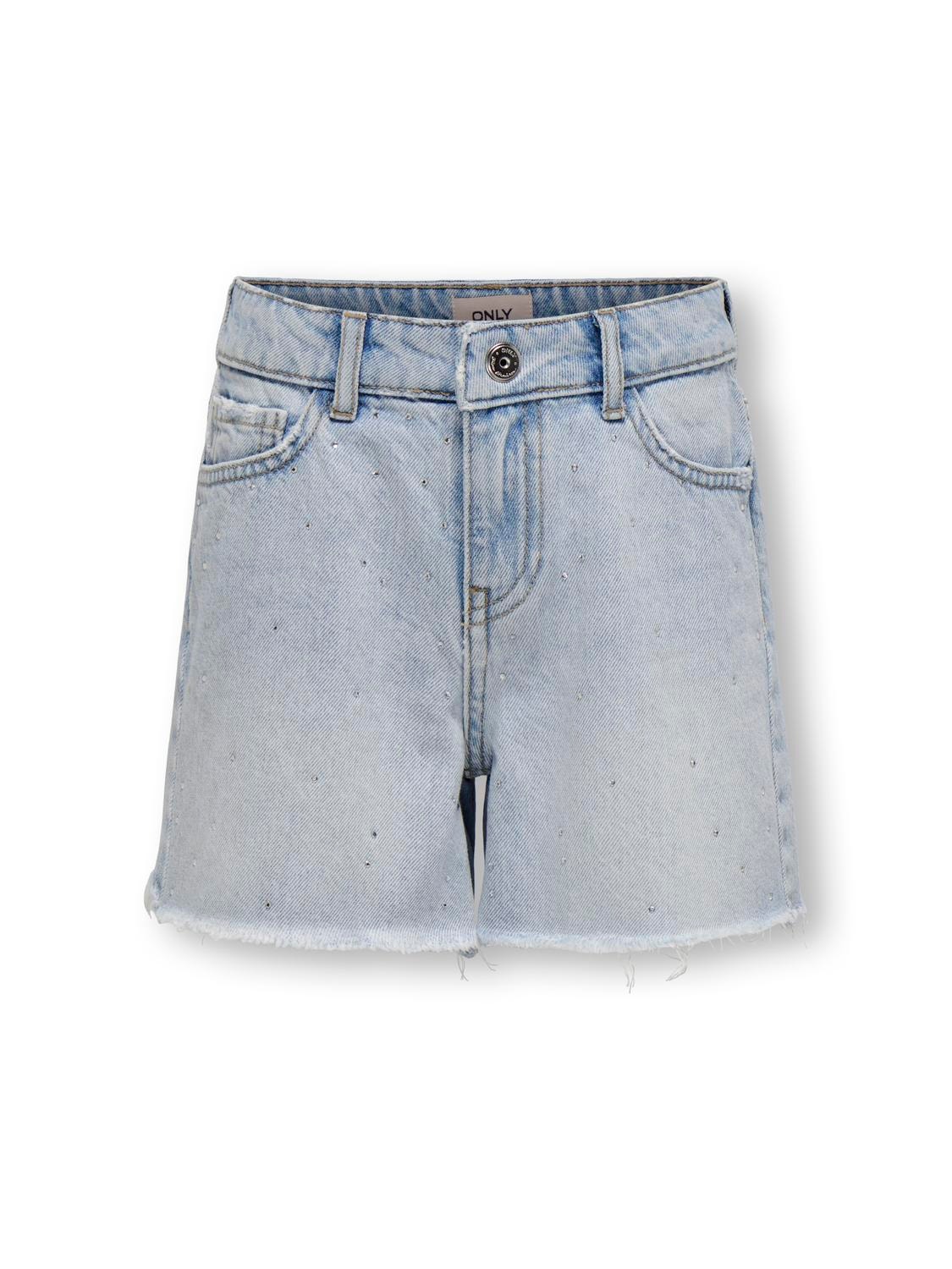 ONLY Normal geschnitten Offener Saum Shorts -Light Blue Denim - 15319781