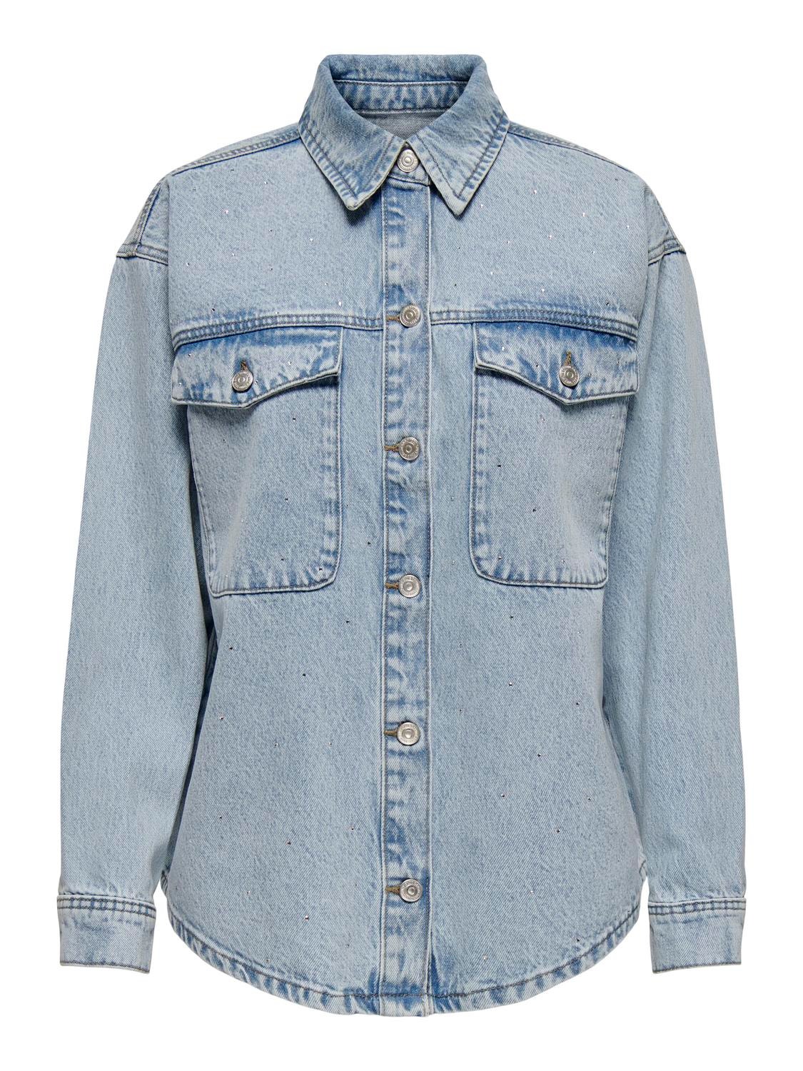 ONLY Gespreide kraag Manchetten met knoop Verlaagde schoudernaden Jas -Light Blue Denim - 15319803