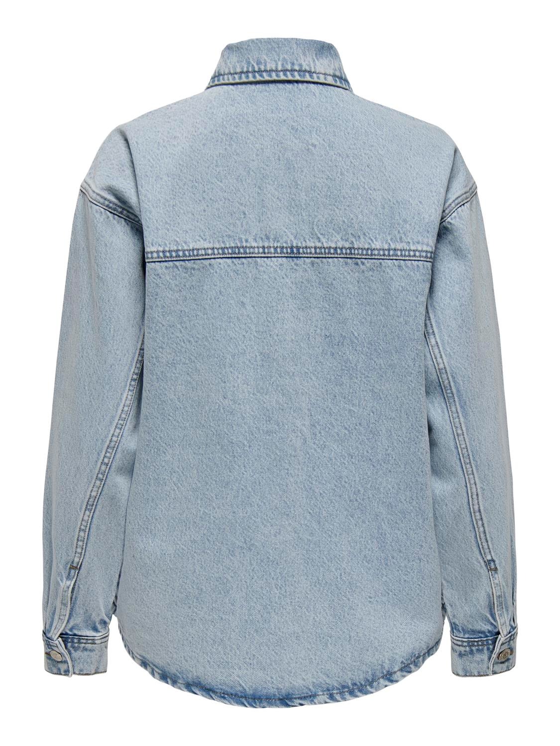 ONLY Gespreide kraag Manchetten met knoop Verlaagde schoudernaden Jas -Light Blue Denim - 15319803