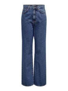 ONLY Jeans Straight Fit Taille haute -Medium Blue Denim - 15319938