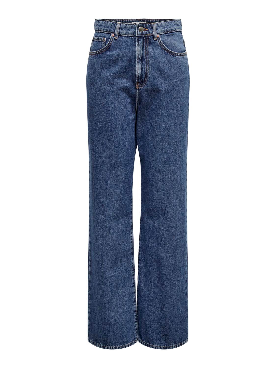 ONLY Straight Fit Høy midje Jeans -Medium Blue Denim - 15319938
