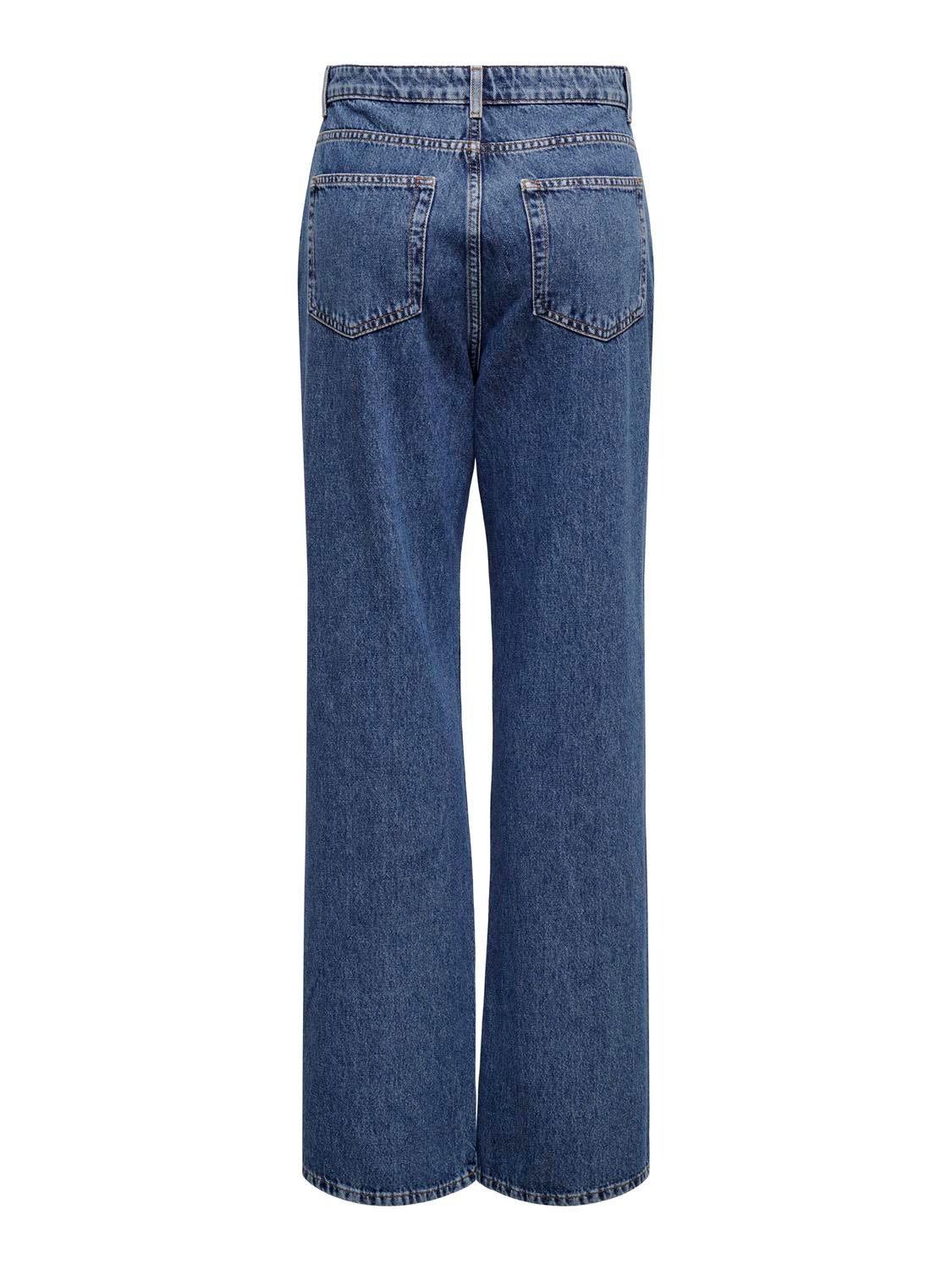 ONLY Gerade geschnitten Hohe Taille Jeans -Medium Blue Denim - 15319938