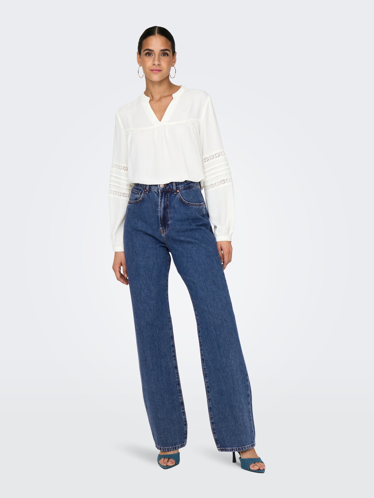 ONLY Straight fit High waist Jeans -Medium Blue Denim - 15319938